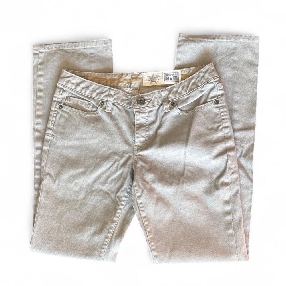 Converse One Star women's straight-leg bootcut fit light gray jeans pants